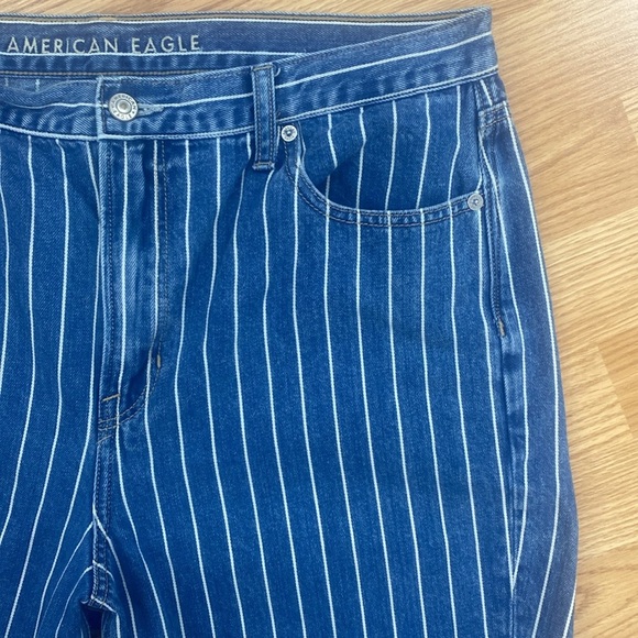 Striped High Rise Mom Jean Cropped 100% Cotton - Picture 4 of 15